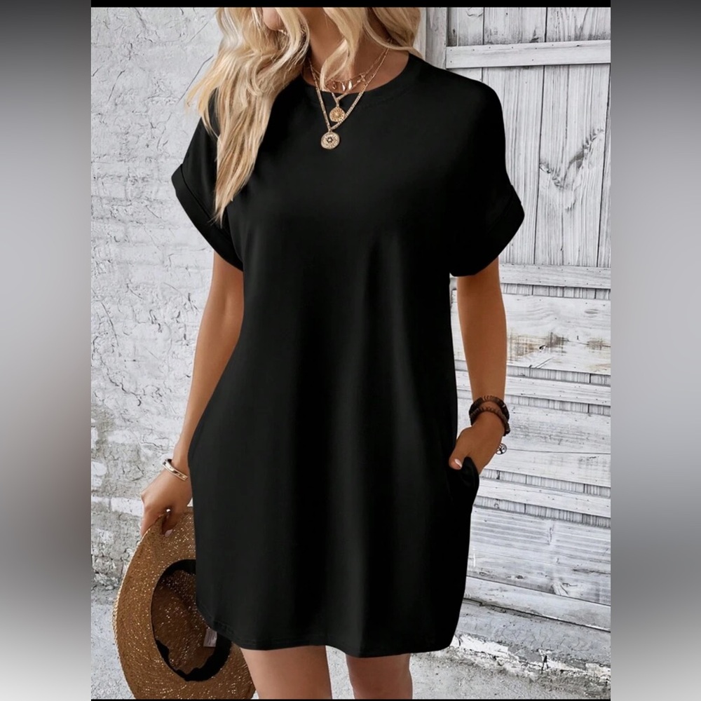 Black Casual T-Shirt Dress